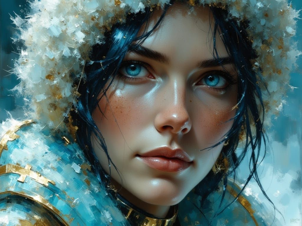 Icepunk Yeti Portrait in Retro-Futuristic Style