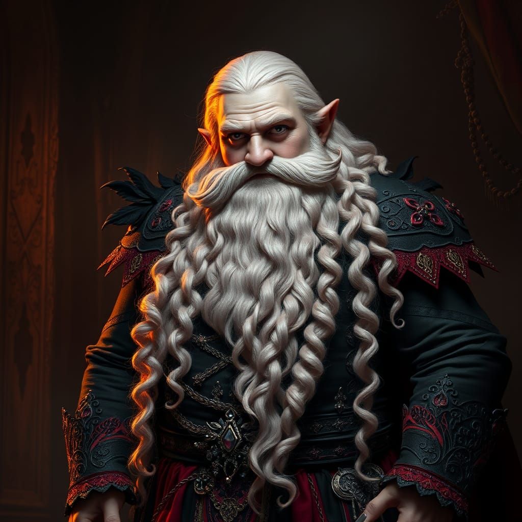 Gothic Dwarf with Pink Hair in Ethereal Fantasy Style