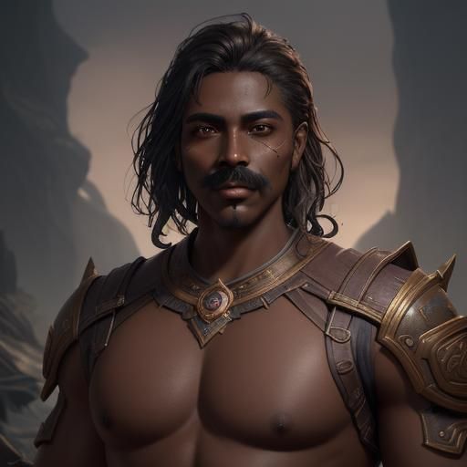Detailed Matte Painting of a Brown-Skinned Man
