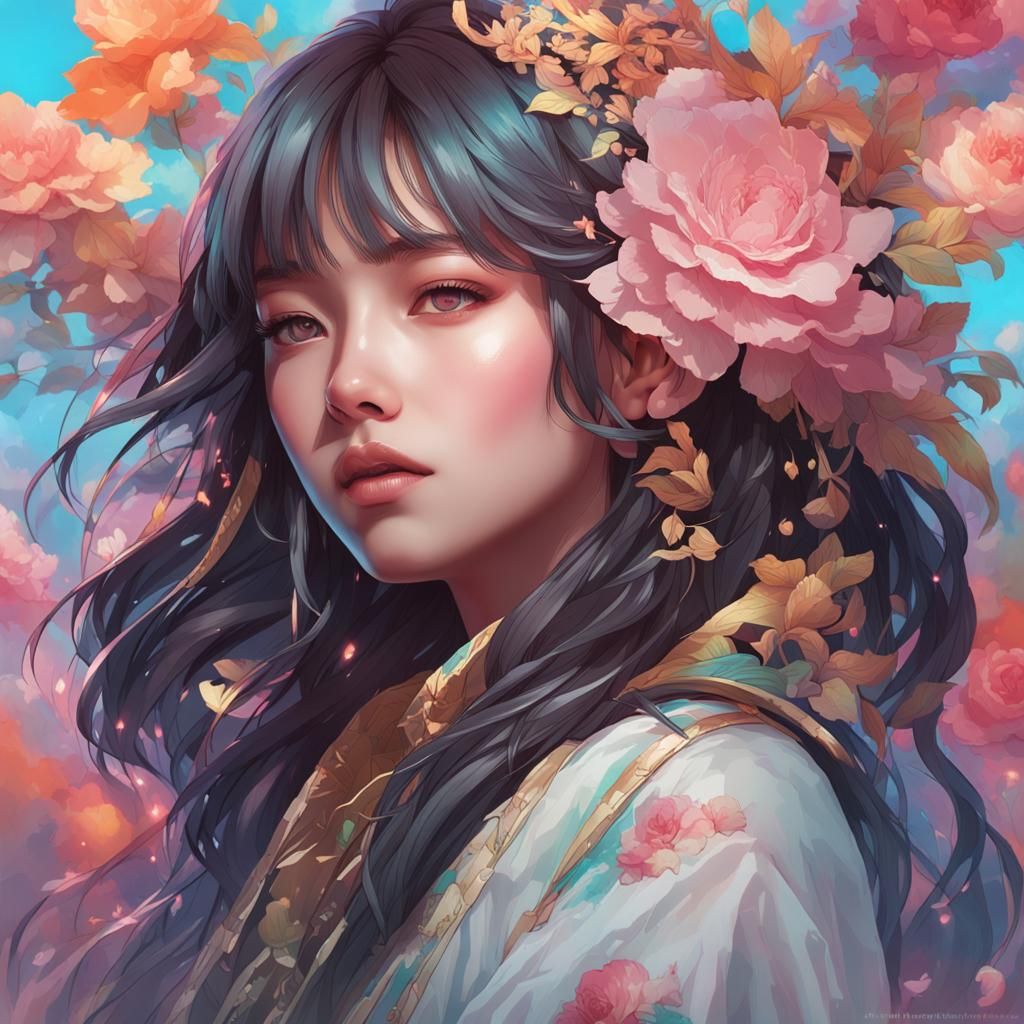Beautiful Kpop Idol Portrait in Art Nouveau Style