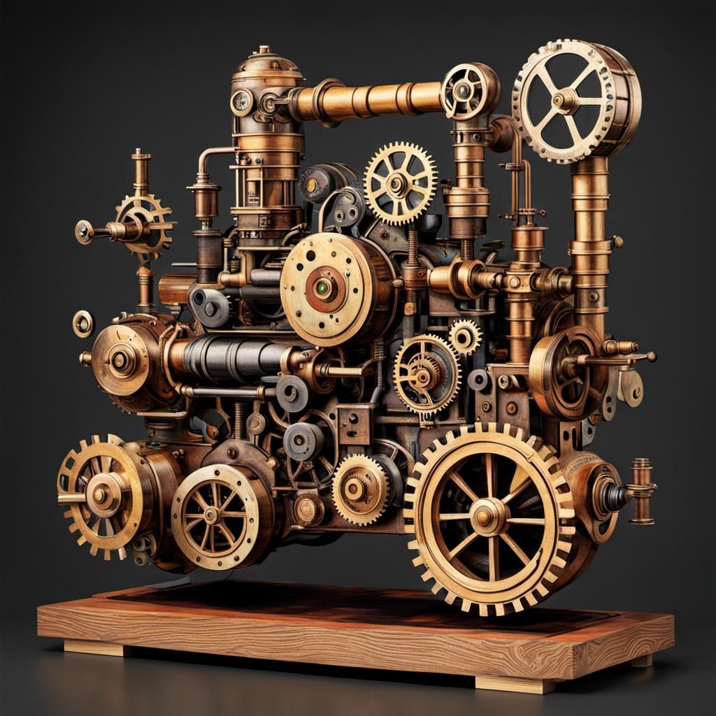 Abstract Steampunk Engine in Kandinsky Style