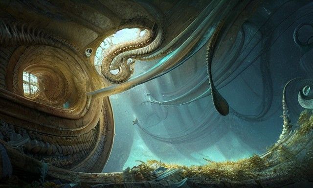 Majestic Nautilus in Abandoned Seas: Digital Painting