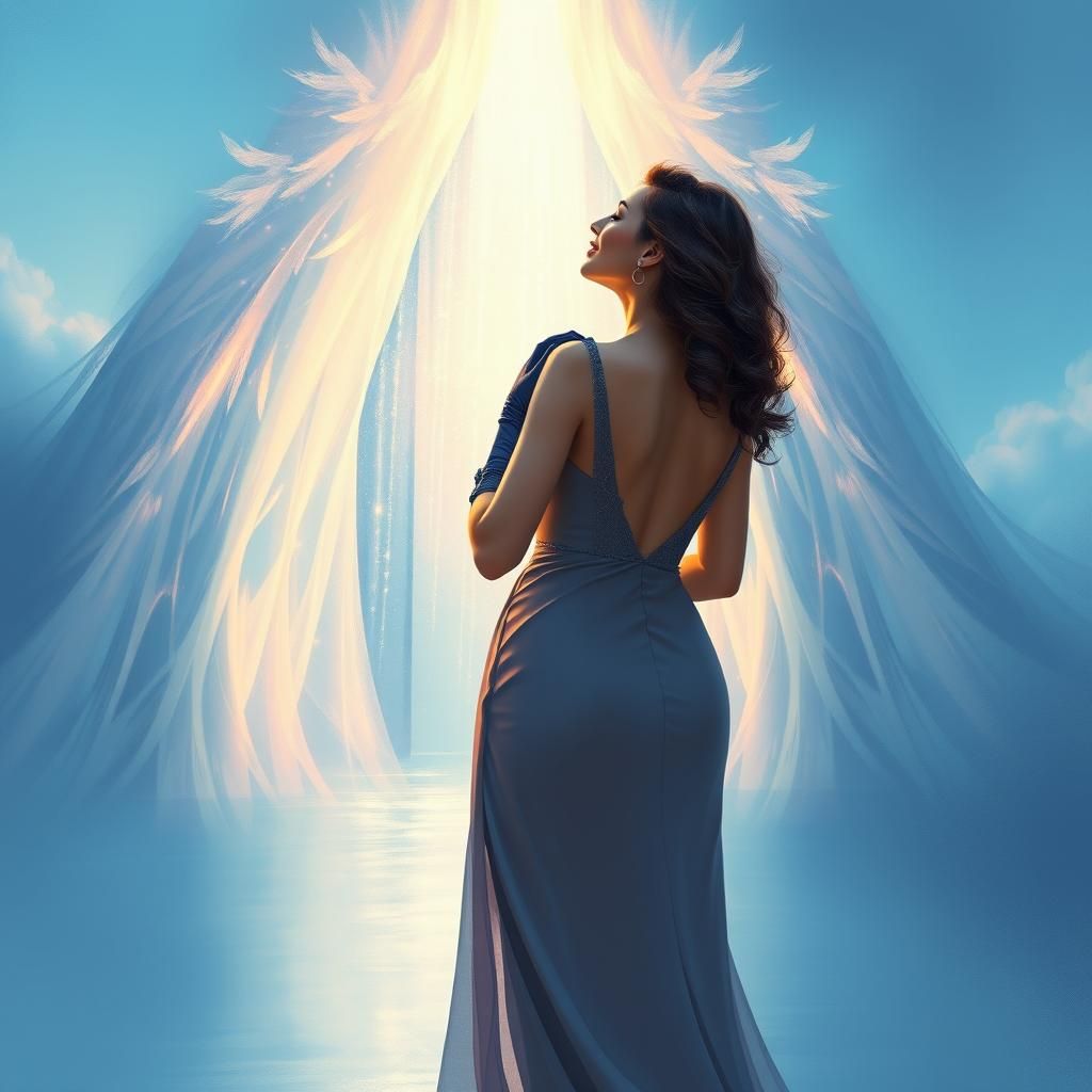 Ethereal Woman Walks Toward Mystical Realm