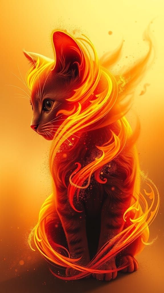 Fiery Cat of Swirling Dust in Ethereal Light