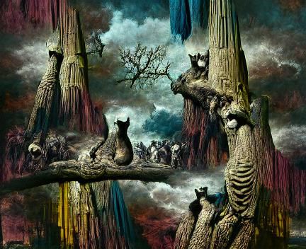 Cats in Purgatory: A Surreal Feline Dreamscape