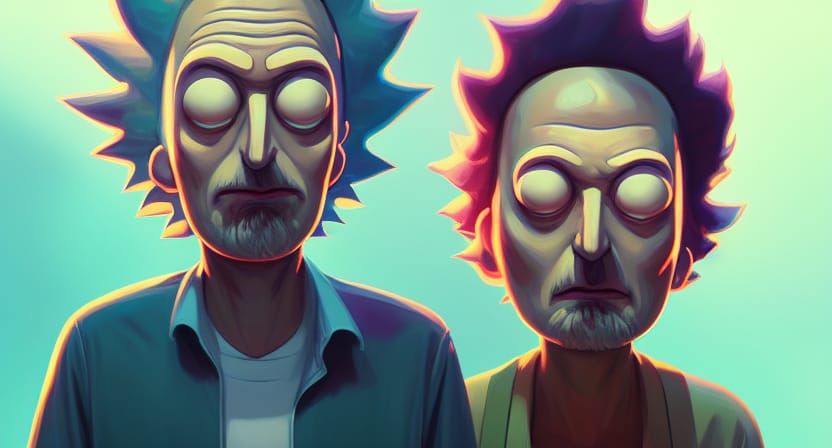 Hyperdetailed Rick and Morty Portrait in 8K