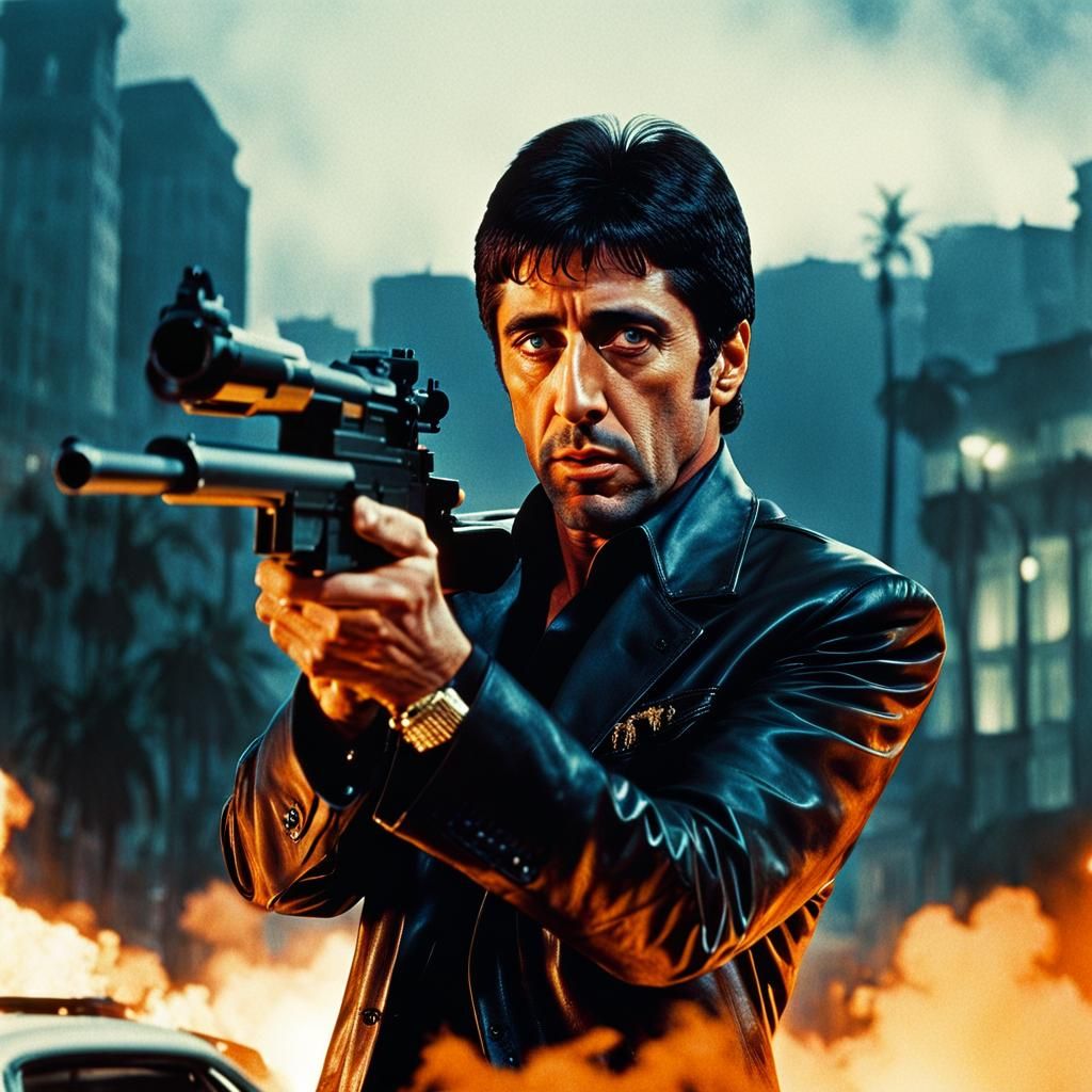 Young Man with Machine Gun: Cinematic 70s Style