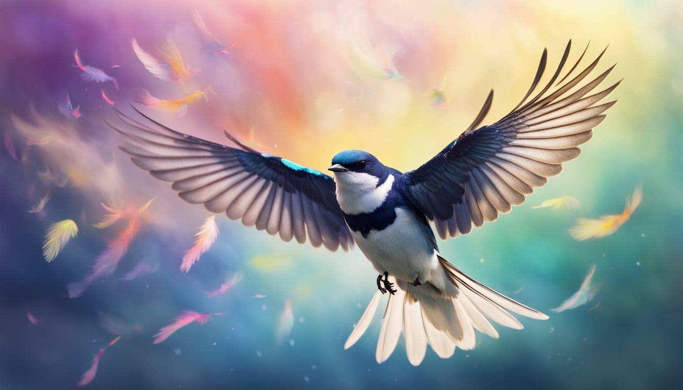 White-Winged Swallow in Splash Art Style