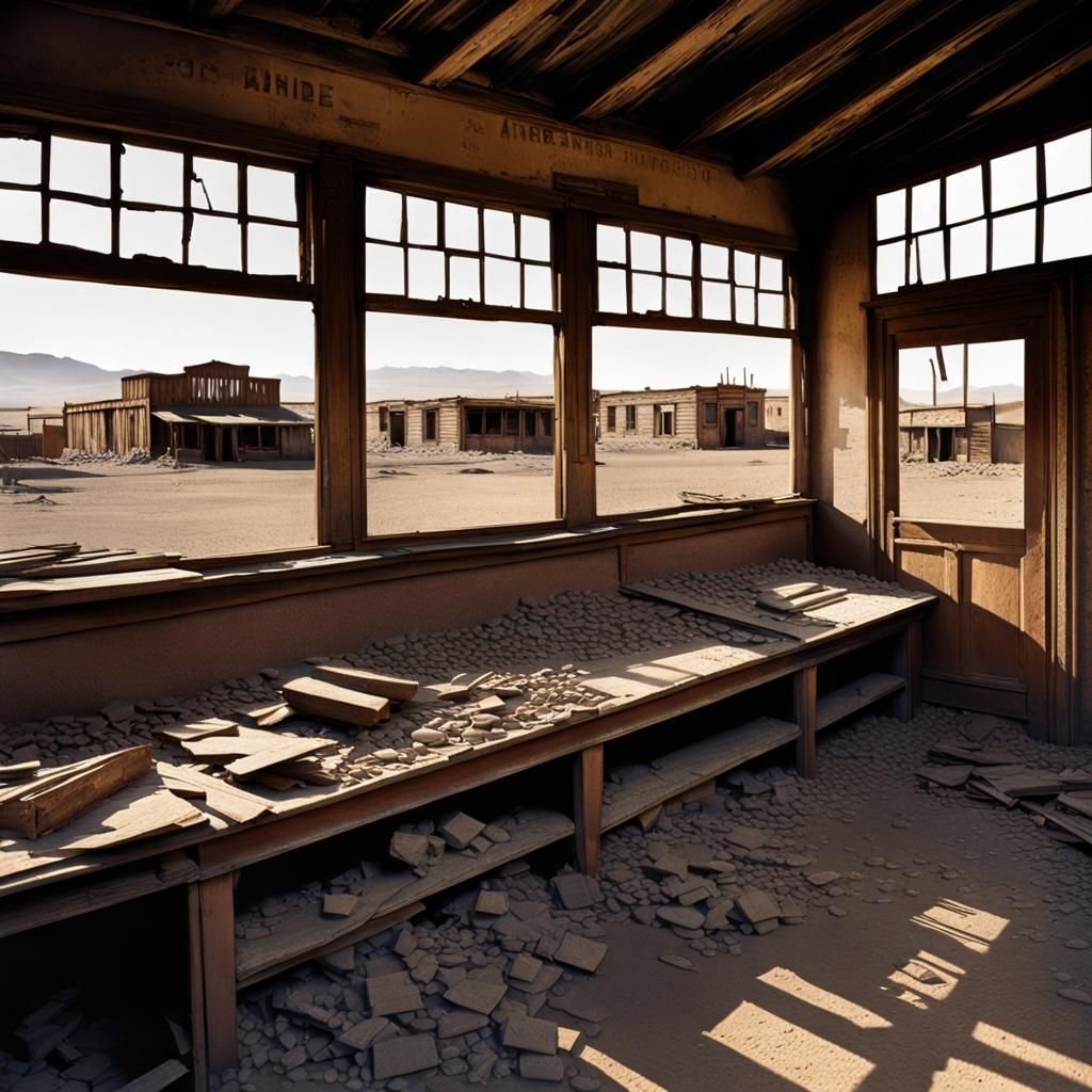 Eerie Abandoned Mining Town in Chile: Photorealistic Image
