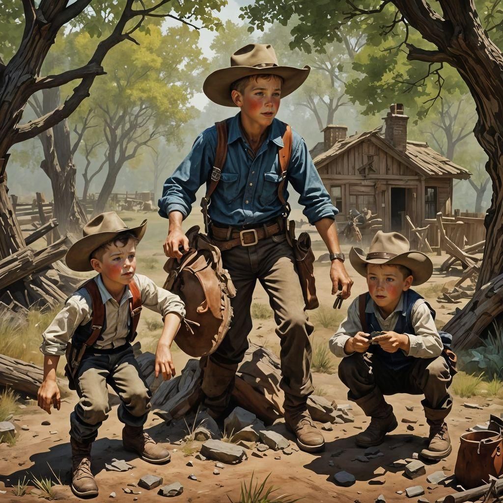 Cowboy Adventure: A Norman Rockwell-esque Scene