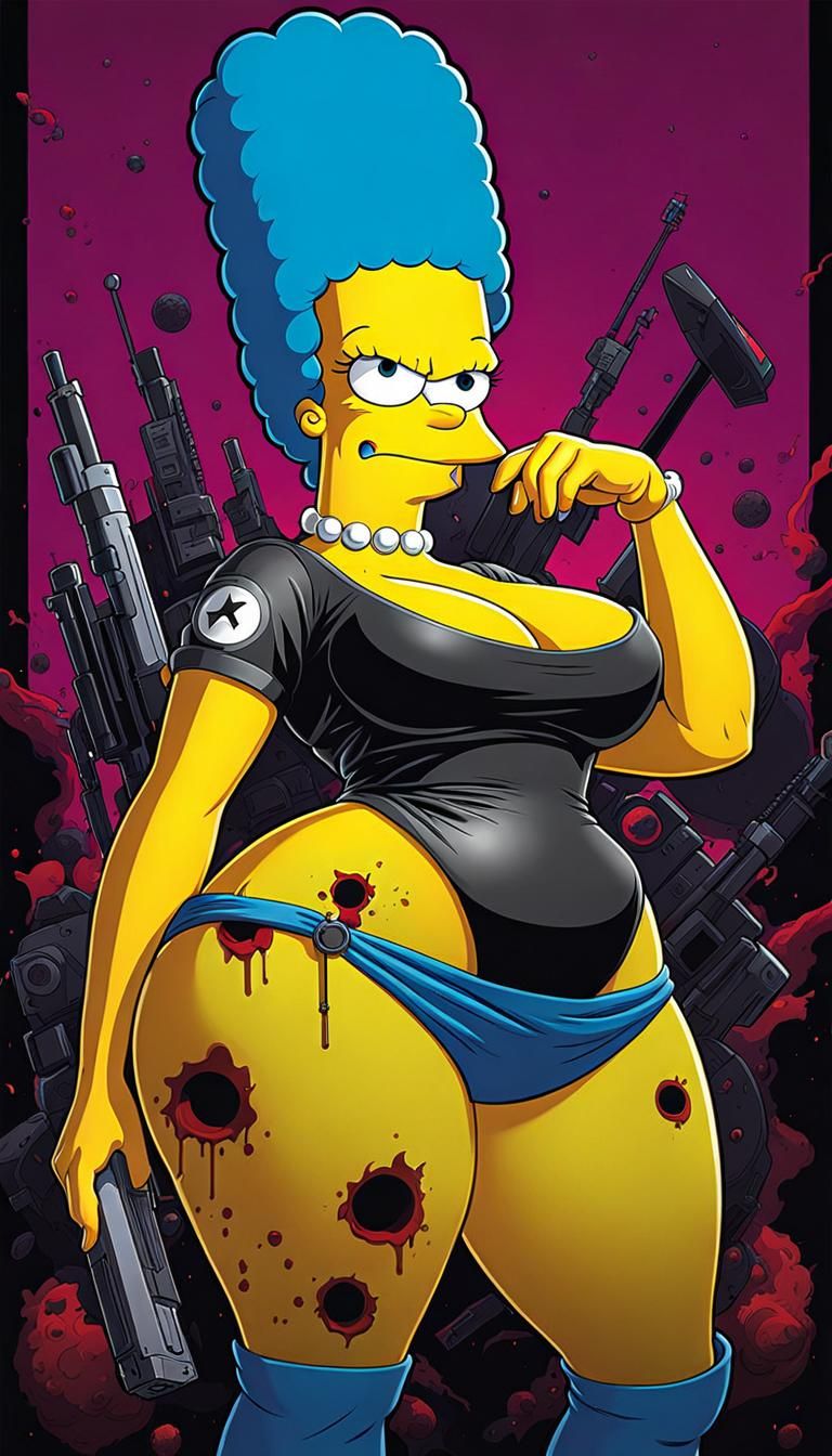 Marge Simpson in Dystopian Zombiecore Pop Art