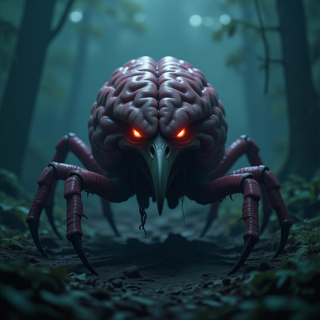 Aberrant Brain Creature in Ominous Cinematic Style