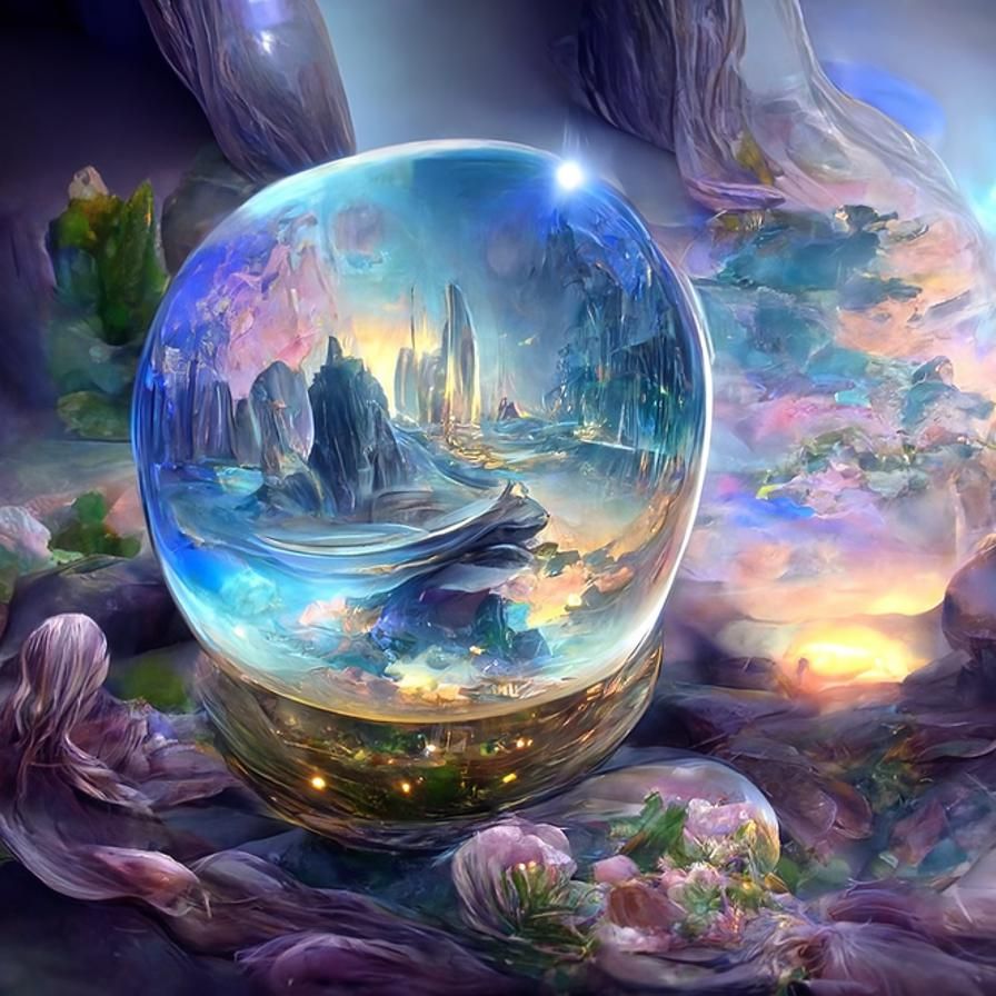 Magical Crystal Ball Reflecting Distant Lands