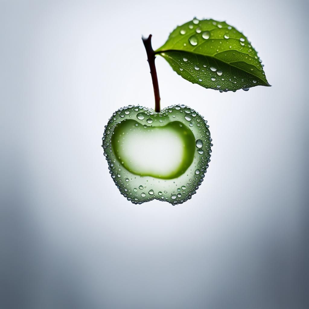 Dewdrop Apple Silhouette: Macro Photography