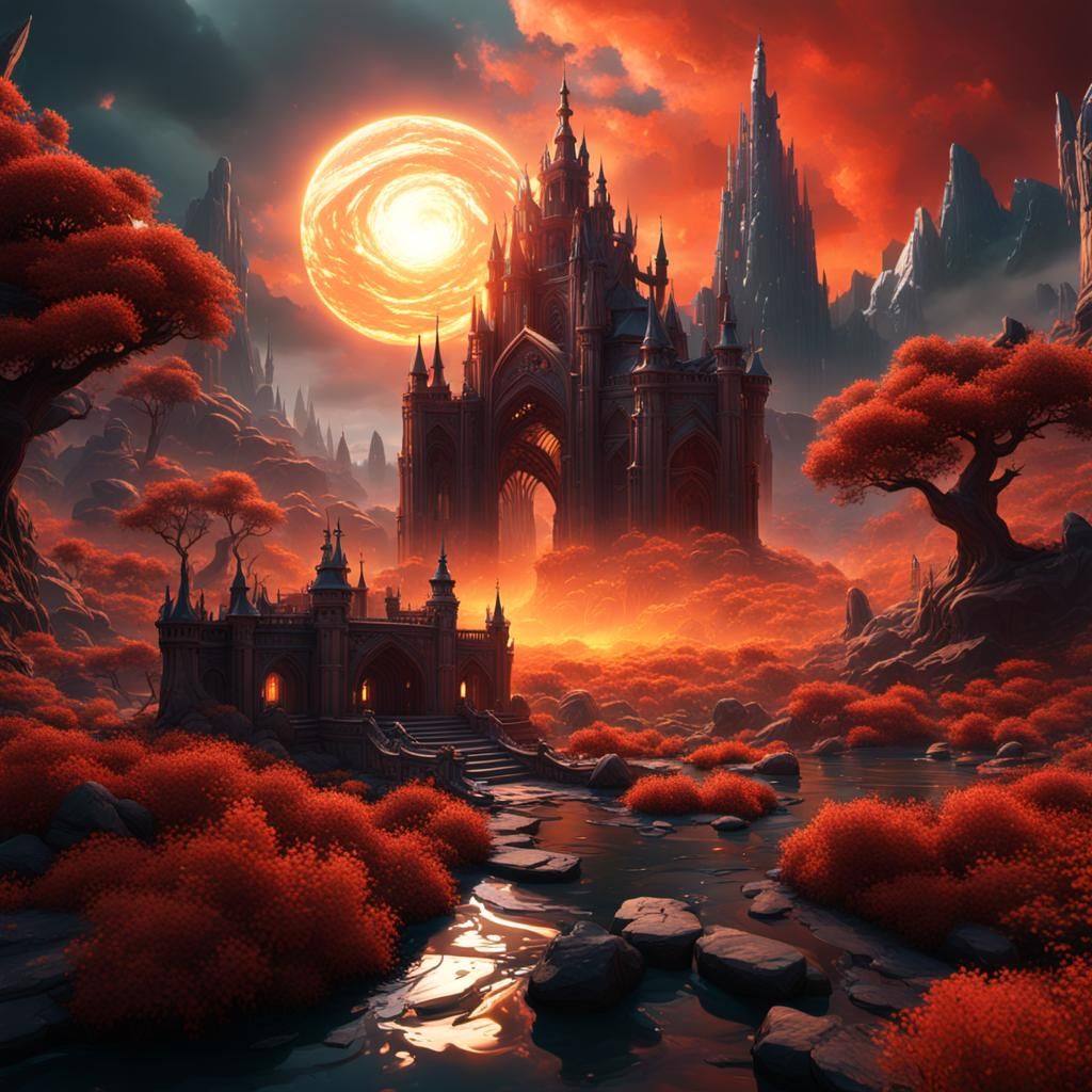 Fantastical Sunrise in Detailed Matte Painting
