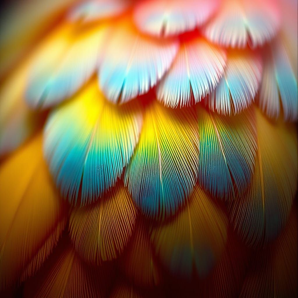 Iridescent Feathers in Extreme Macro Style