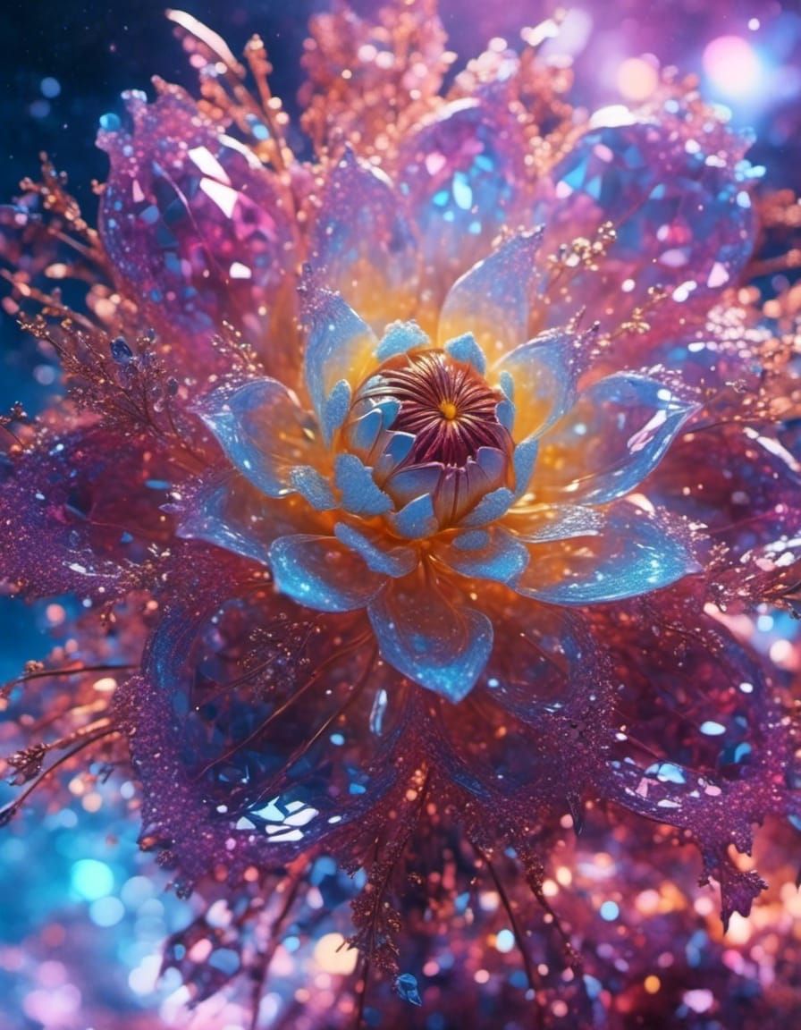 Bioluminescent Iridescent Flower in High Quality CGI