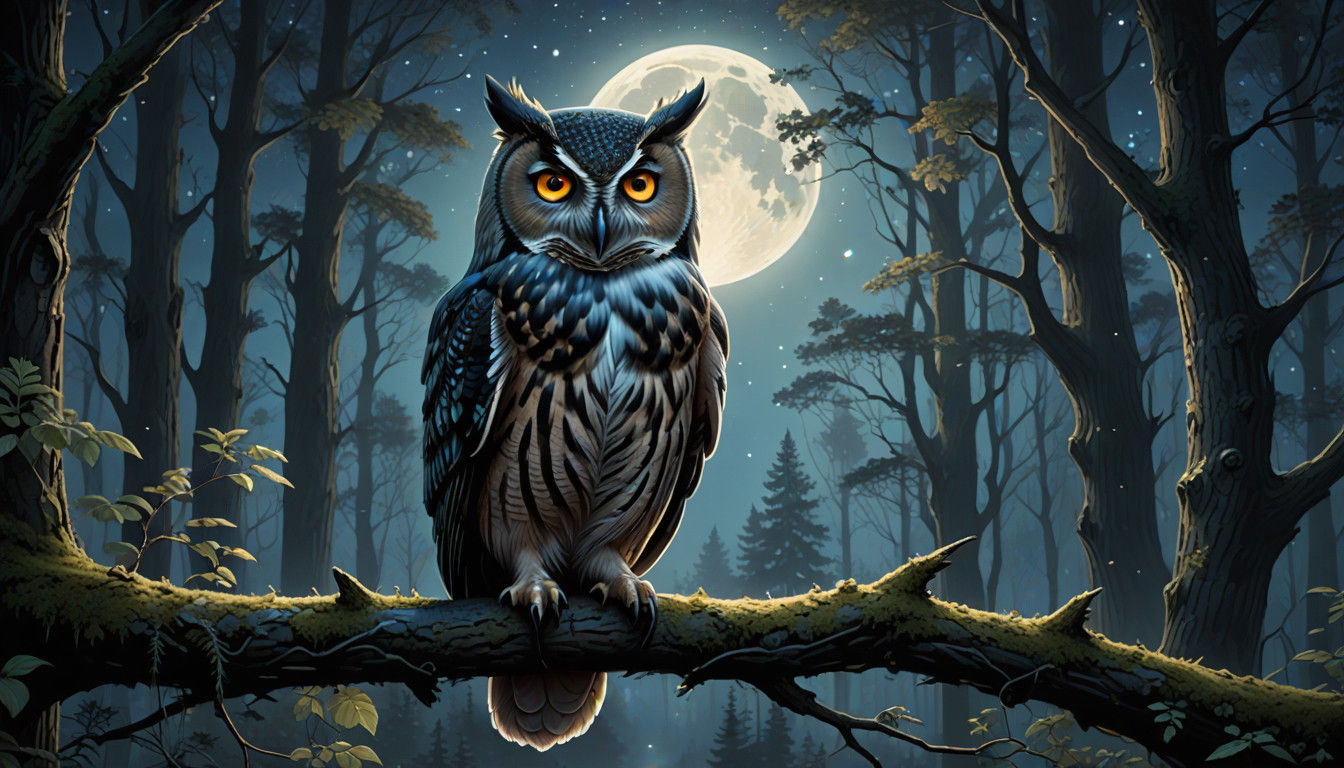 Enchanted Owl of the Celestial Forest