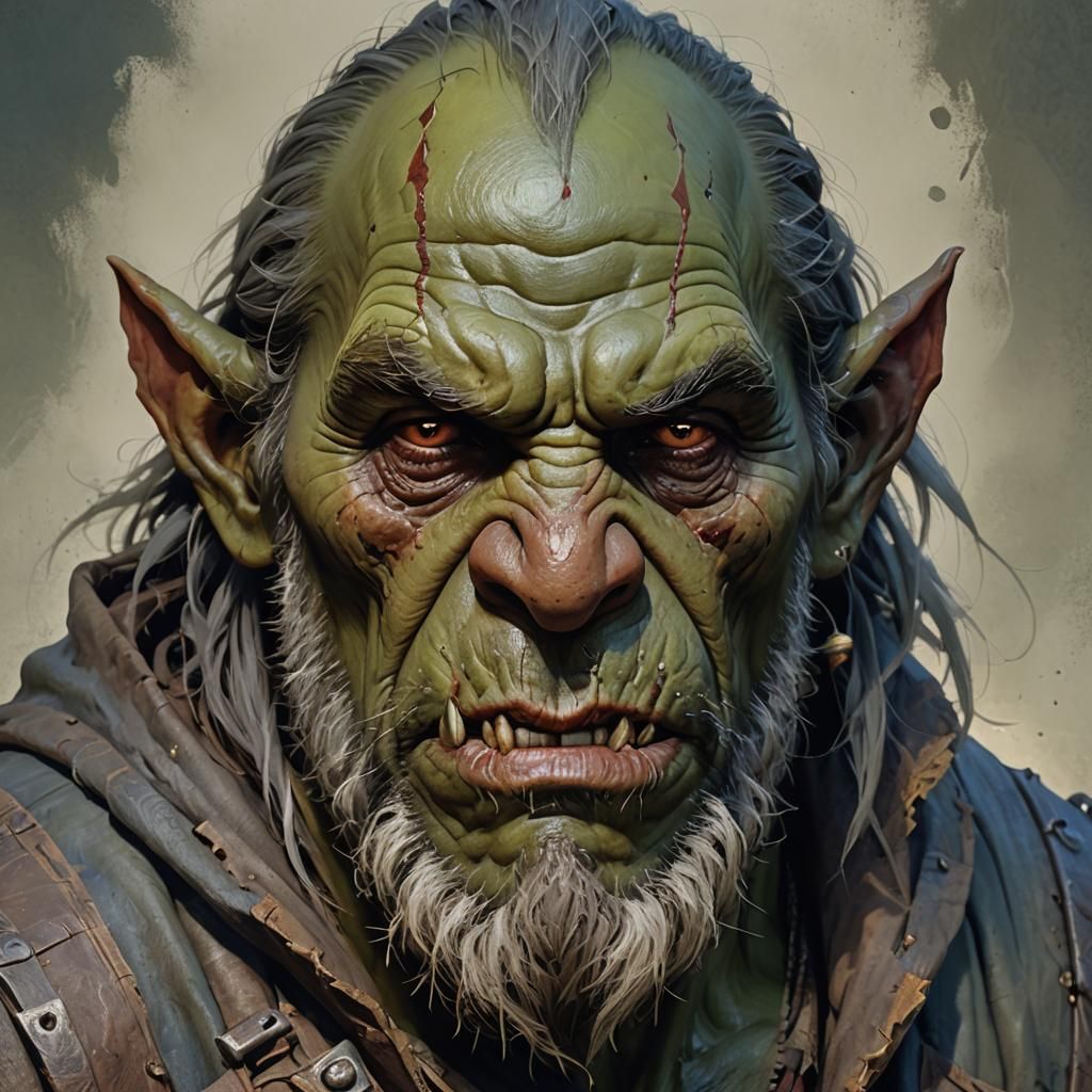Orc Warrior Portrait in Fantasy Art Style