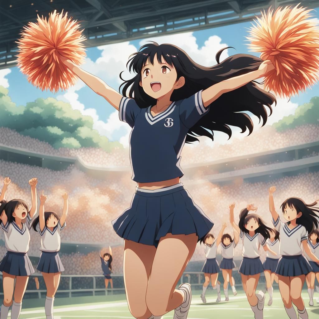 Anime Cheerleader in Studio Ghibli Style