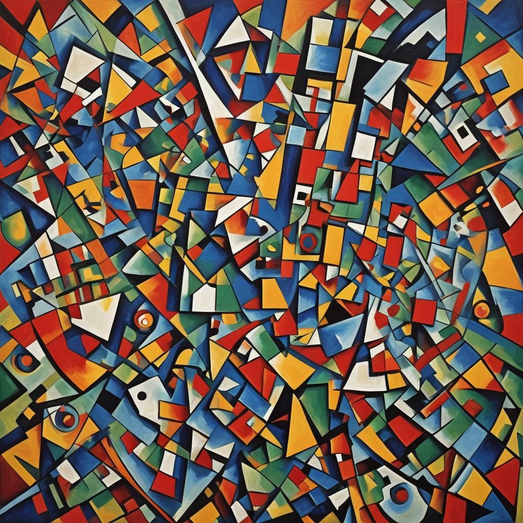 Geometric Luck Charm in Cubist Fauvism Style