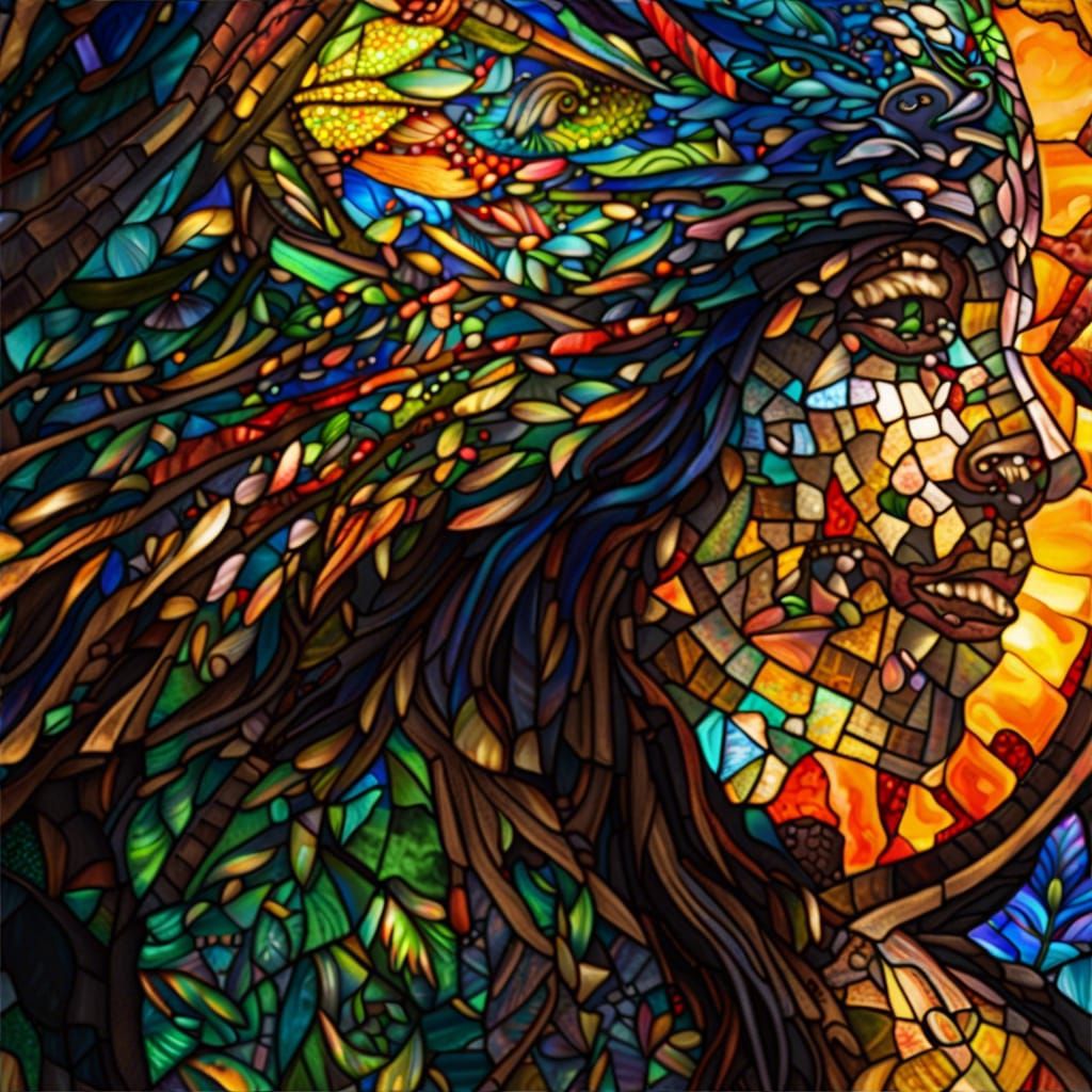 Vibrant Rainforest Scene with Lightning and Solar Winds