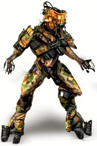 Dystopian Elite Soldier in Post-Apocalyptic Landscape