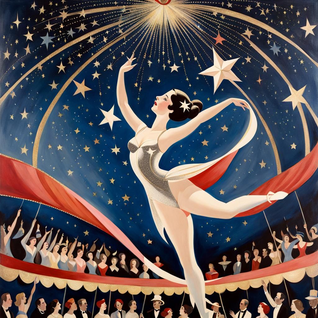 Aerialist in Big Top with Sparkling Oil Details