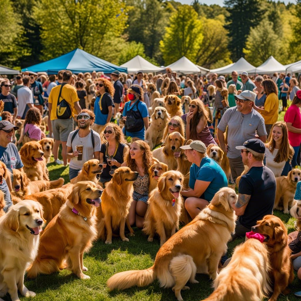 Golden Retrievers Socialize at Retriever Festival