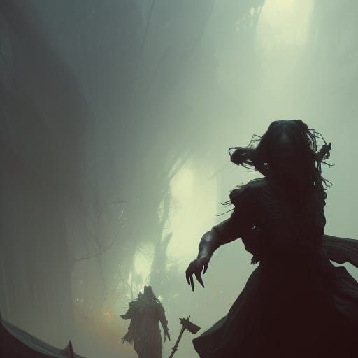 Nightmares Chase in Dark Fantasy Concept Art