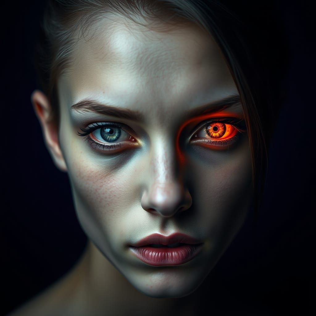 Enigmatic, Androgynous Portrait in Dark, Moody Hues