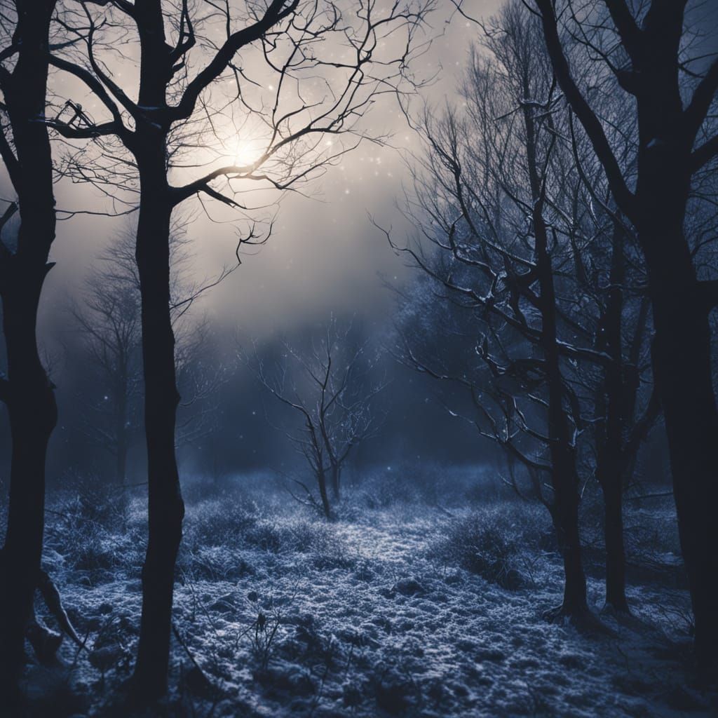 Ethereal Vampire Portraits in Dark Surrealism Winter Scene