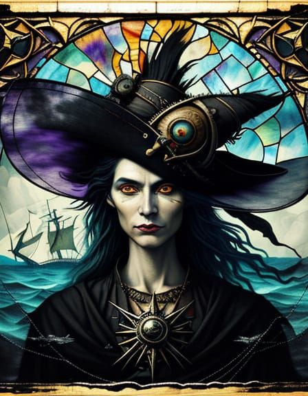 Tribal Fox Pirate in Cosmic Seascape