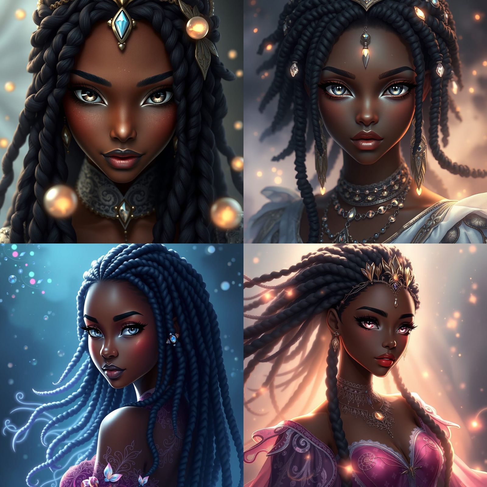 Ethereal Anime Princess with Locs in 3D Art