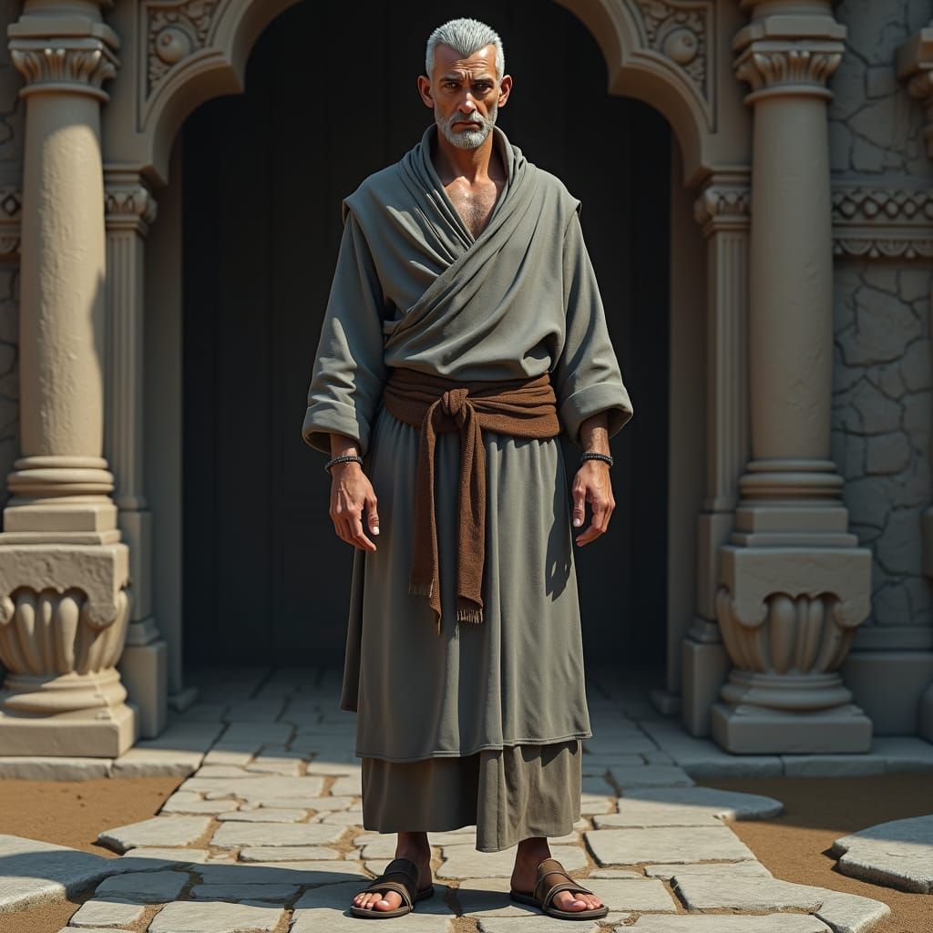 Serene Monk Borden in Dreamlike Matte Painting