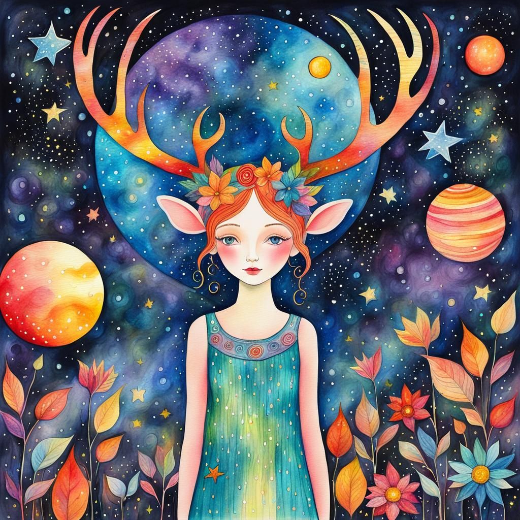Fairy Goddess in Cosmic Crayon Drawing