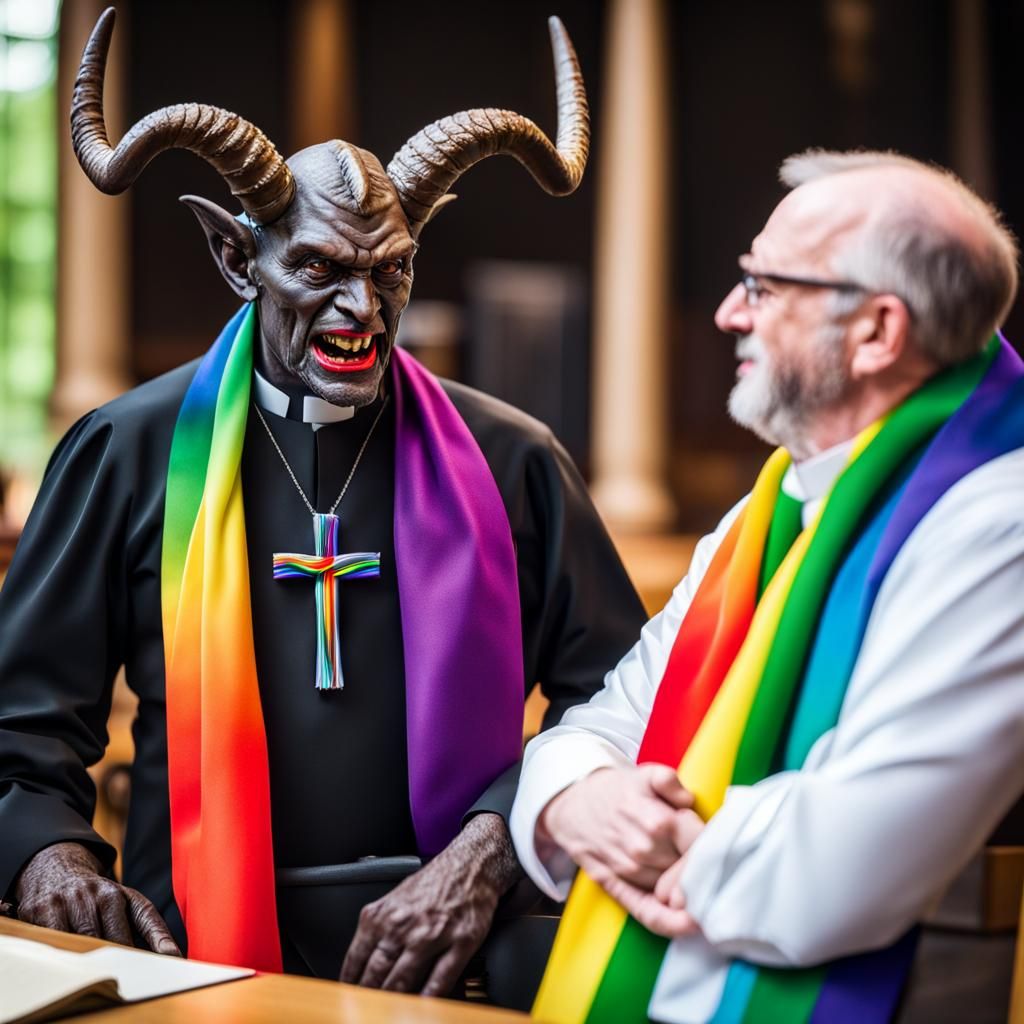Demon and Vicar Conversation in Natural Lighting