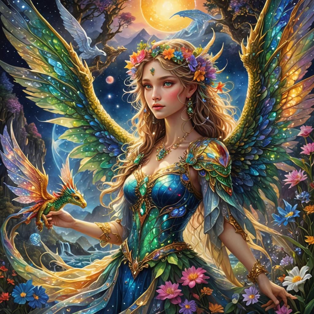 Ethereal Fairy and Dragon in Sunlight