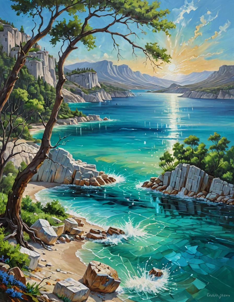 Ancient Greece God of Storms, Oil Painting