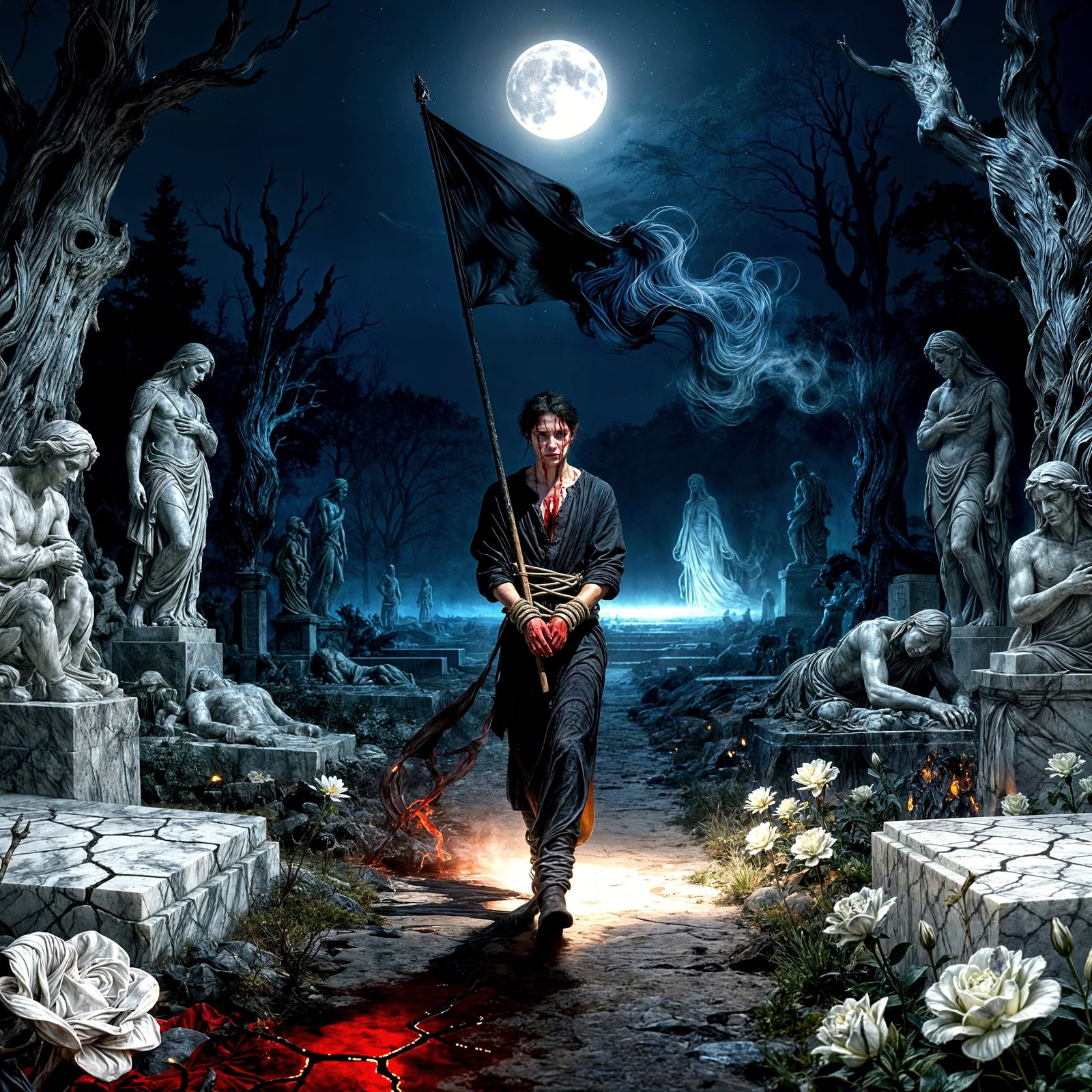 Surreal Figure's Stone Garden Journey in Digital Painting St...