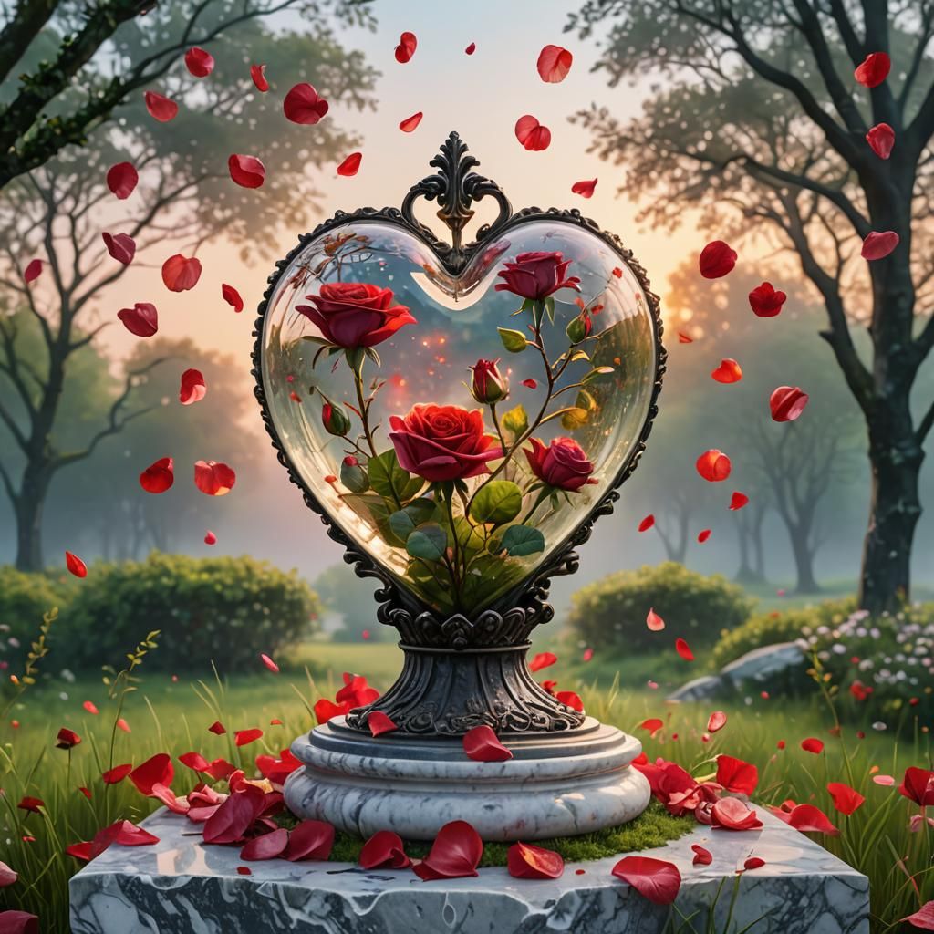 Enchanted Rose Heart Vial at Dawn