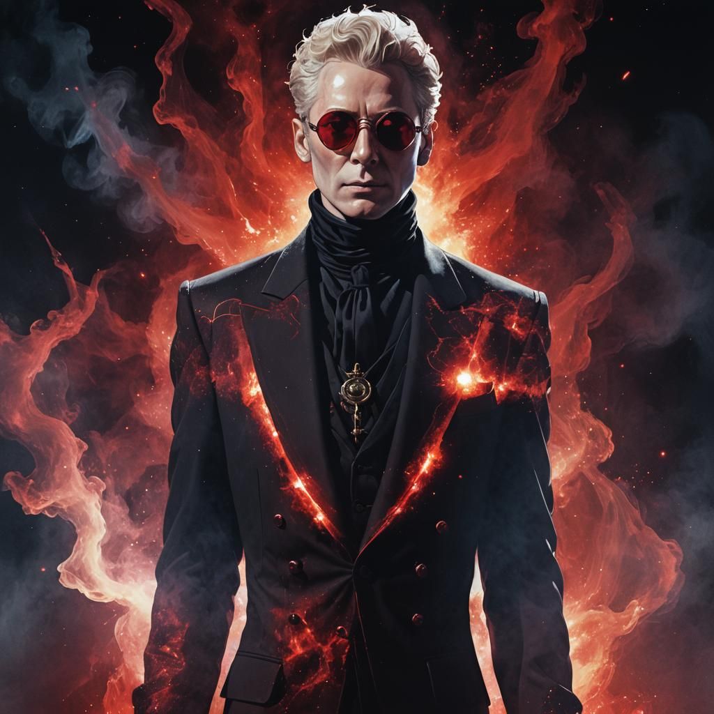 Aziraphale in Gothic Style with Red Nebula