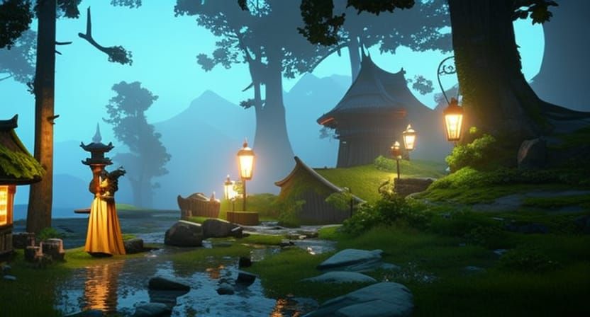 Fantasy Garden Concept Art in Art Nouveau Style