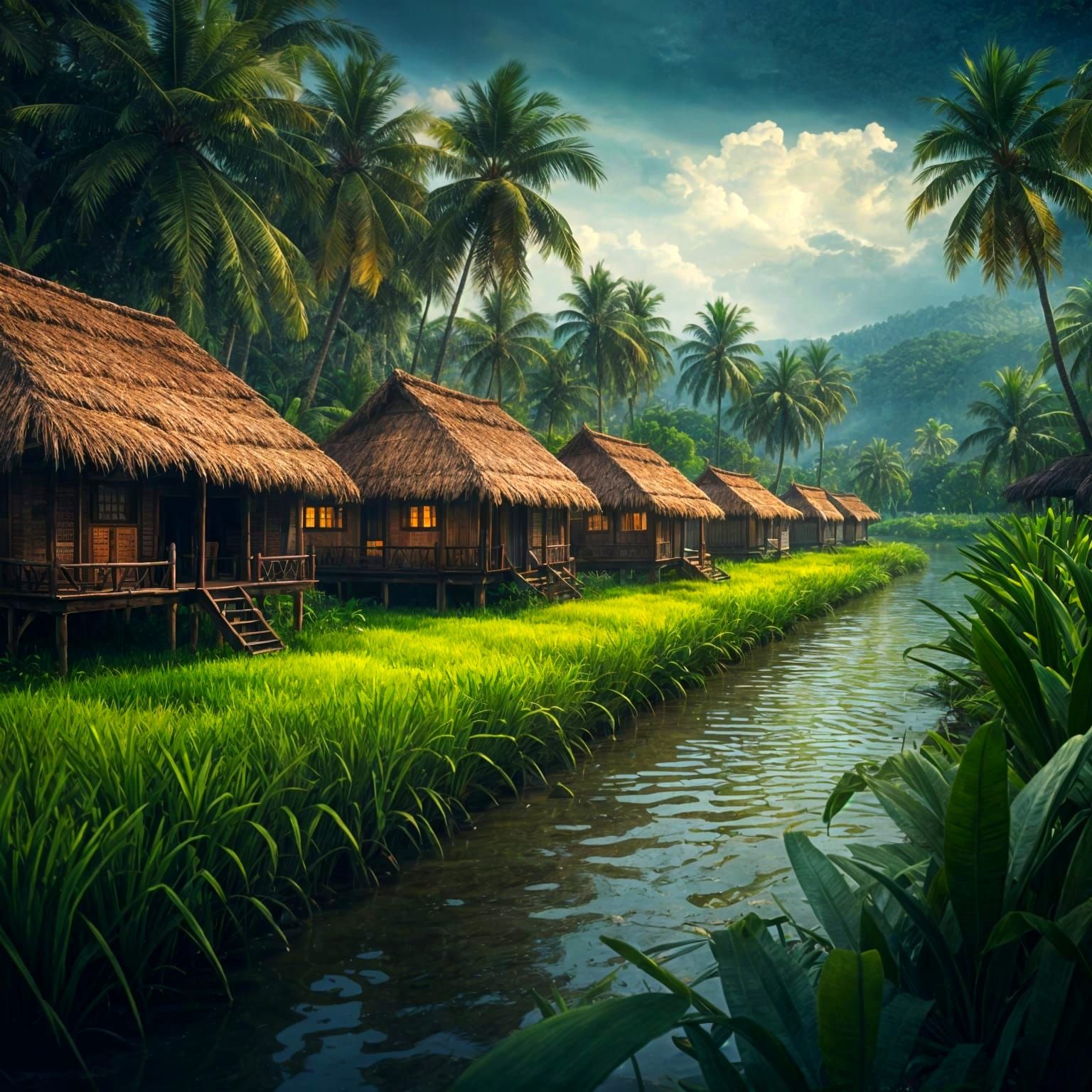 A Hut residing a riverside in Kerala (india)