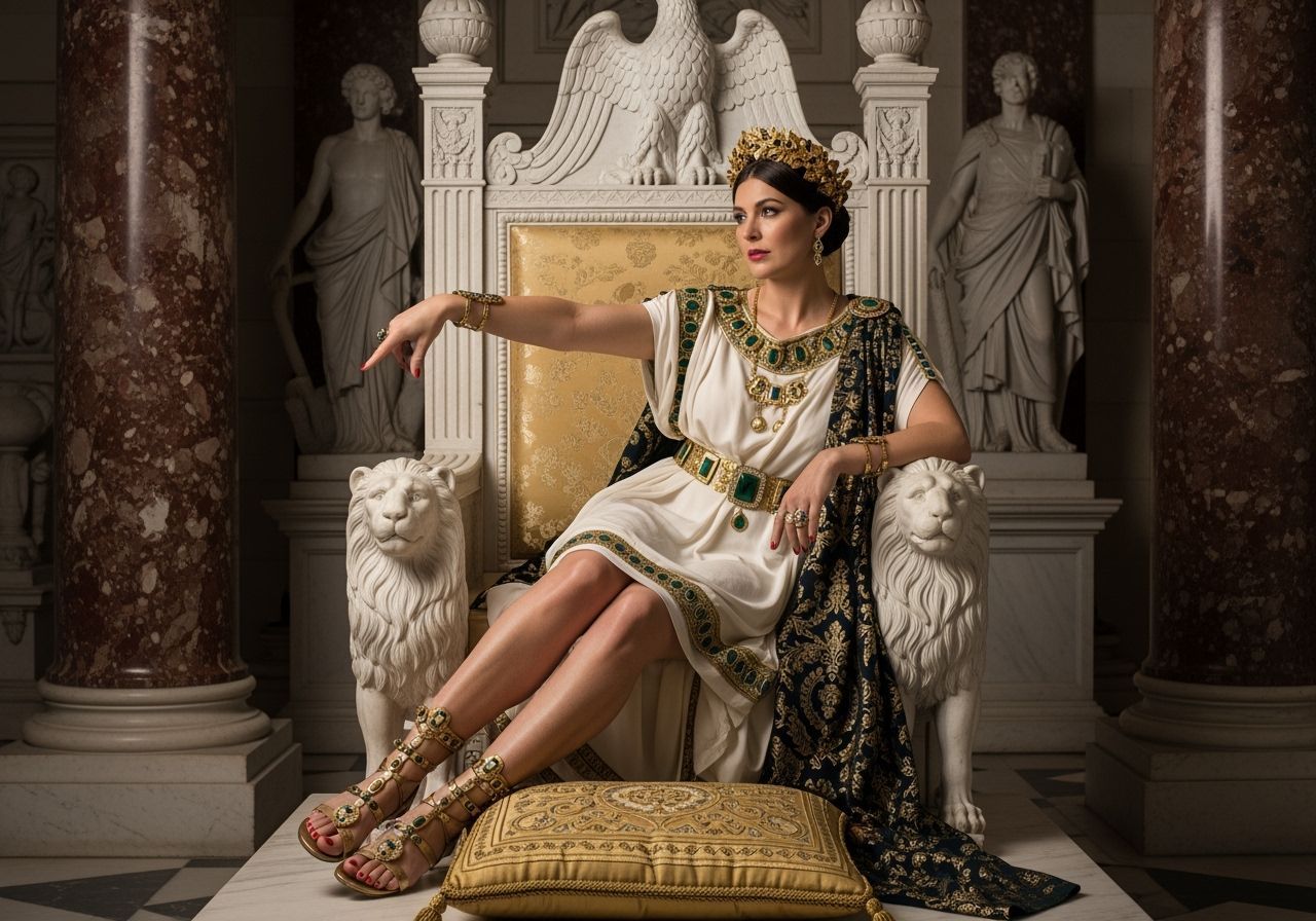 Roman Empress on Marble Throne in Lavish Toga