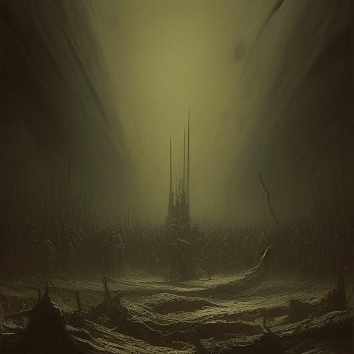 Desolate Hellscape of Despair in Dark Fantasy Style