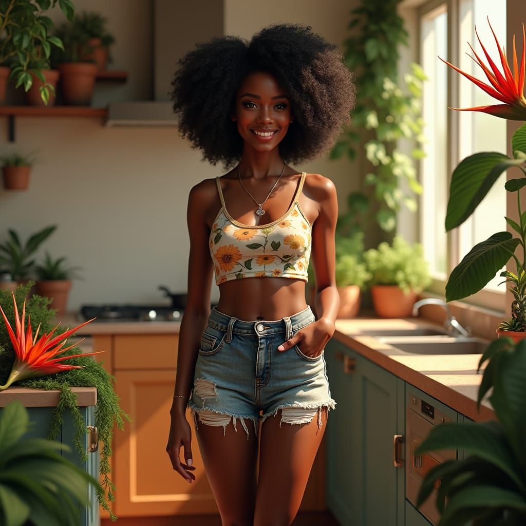 Black Woman in Kitchen: Fantasy Matte Painting