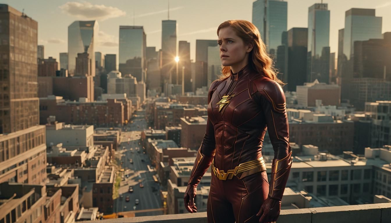 Female Flash and Flash Cityscape in Comic Style