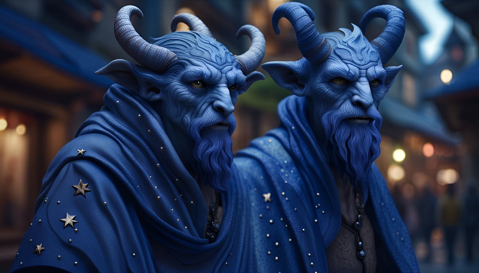 Wizard Satyr in Starry Cloak: Hyperdetailed Photorealism