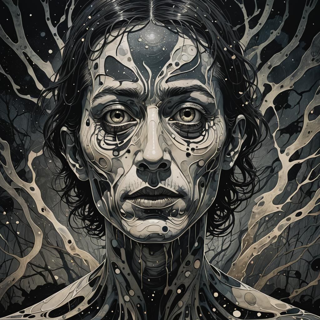 Hypnotic Midnight Figure in Surrealist Style